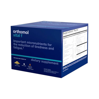 Orthomol Vital F Powder & Tablet Packet, Women's Multivitamin, 30-Day Supply, Vitamins A, B, C, D, E, K, Calcium, Iodine, Omega-3