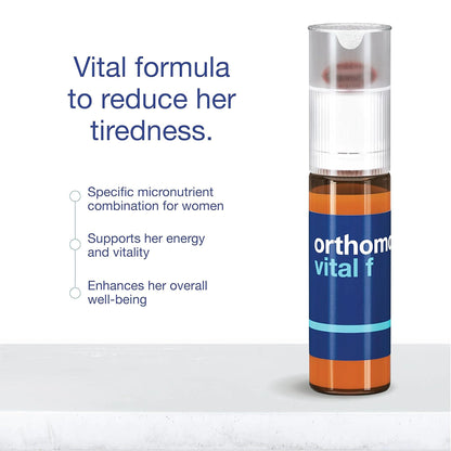 Orthomol Vital F Vial, Daily Liquid Multivitamin for Women, 7-Day Supply, Boosts Energy, Reduces Fatigue & Supports Overall Well-being, Includes Vitamins A, B, C, D, E, K, Calcium, Iodine & Omega-3