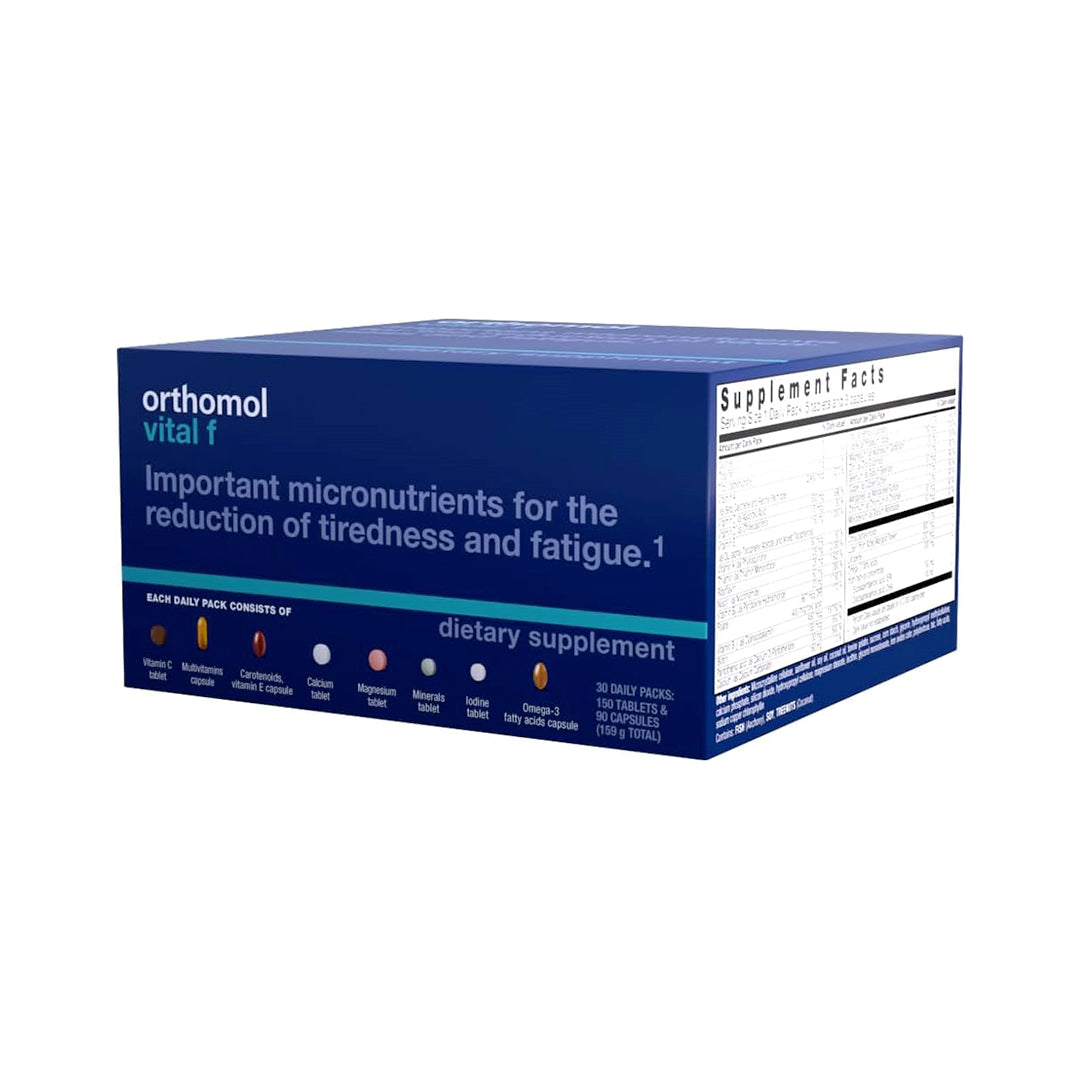 Orthomol Vital F Tablet Packets, Women's Multivitamin, 30-Day Supply, Vitamins A, B, C, D, E, K, Calcium, Iodine, Omega-3