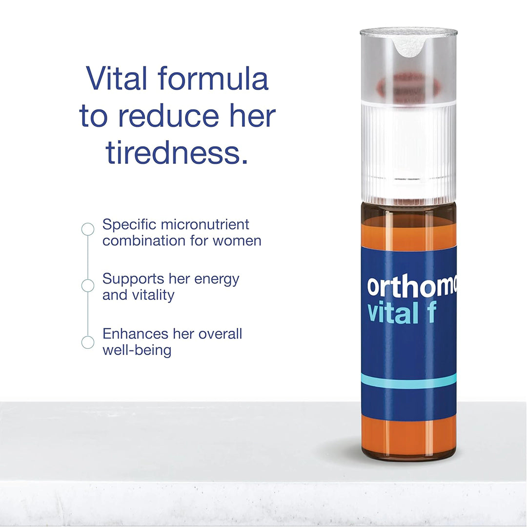 Orthomol Vital F Vial, Daily Liquid Multivitamin for Women, 30-Day Supply, Boosts Energy, Reduces Fatigue & Supports Overall Well-being, Includes Vitamins A, B, C, D, E, K, Calcium, Iodine & Omega-3