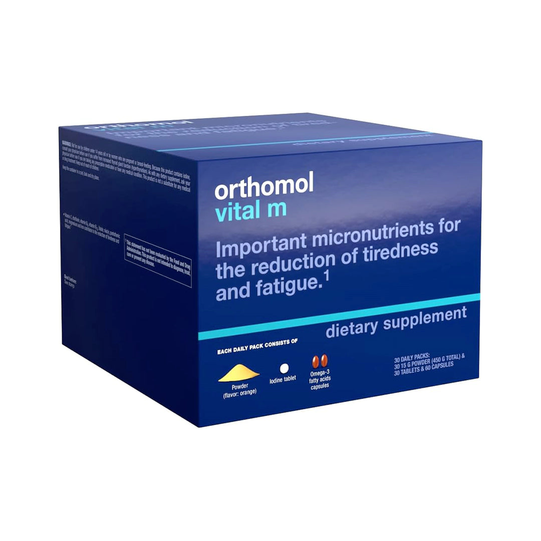 Orthomol Vital M Powder and Tablet Packet, Men's Multivitamin, 30-Day Supply, Vitamins A, B, C, D, E, K, Iodine, Omega-3