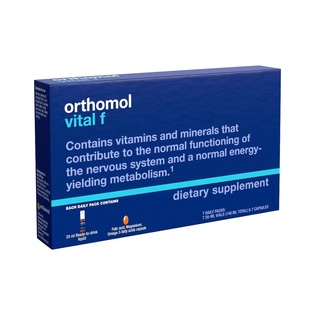 Orthomol Vital F Vial, Daily Liquid Multivitamin for Women, 7-Day Supply, Boosts Energy, Reduces Fatigue & Supports Overall Well-being, Includes Vitamins A, B, C, D, E, K, Calcium, Iodine & Omega-3