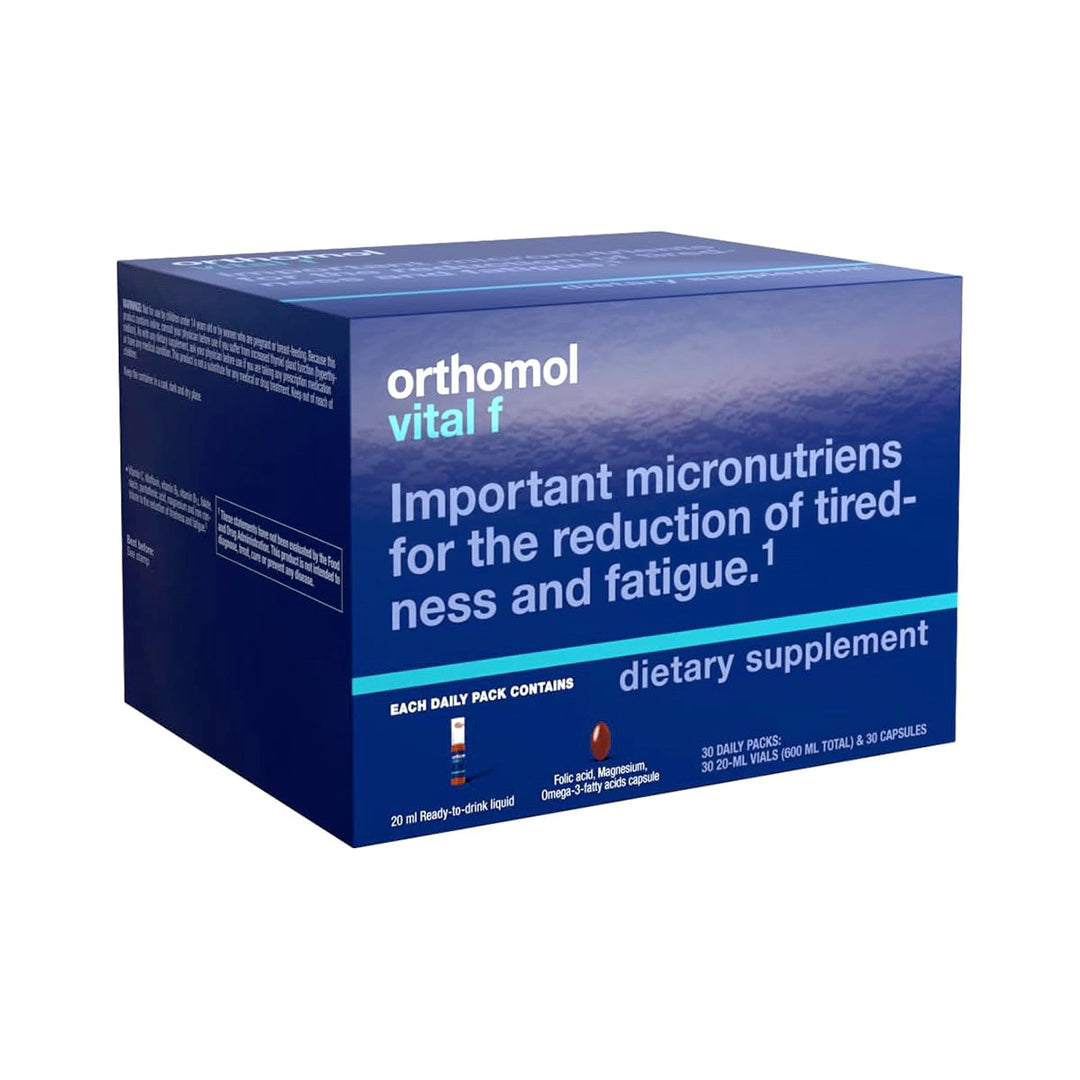 Orthomol Vital F Vial, Daily Liquid Multivitamin for Women, 30-Day Supply, Boosts Energy, Reduces Fatigue & Supports Overall Well-being, Includes Vitamins A, B, C, D, E, K, Calcium, Iodine & Omega-3