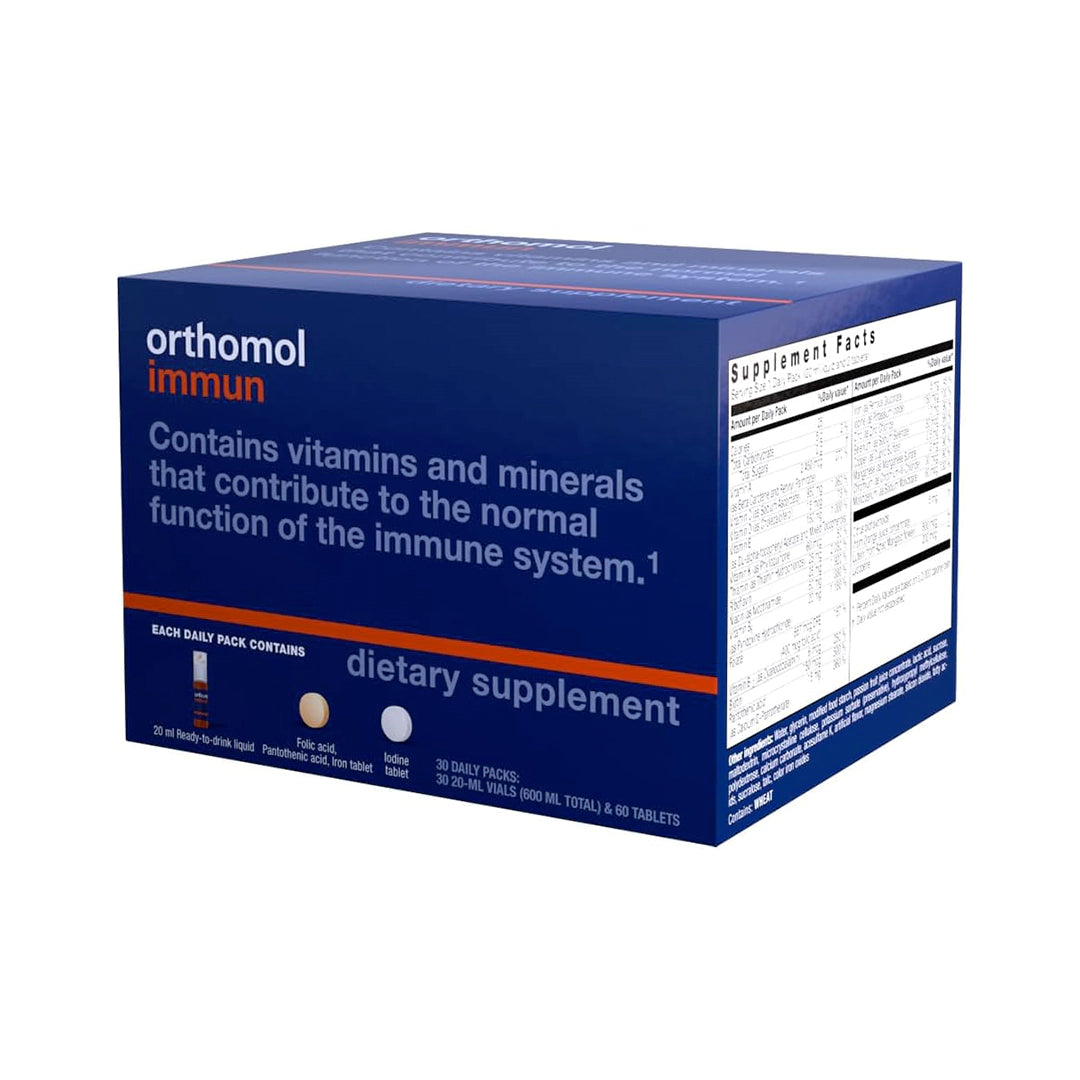 Orthomol Immun Vial, Daily Liquid Immune Support Supplement, 30-Day Supply, Includes Vitamins A, B, C, D, E, Zinc & Iodine, Premium Formula for Enhanced Immune Defense